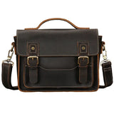 Men's Crazy Horse Leather Crossbody Bag | Vintage Full Grain Cowhide Satchel & Flap Bag