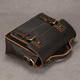 Men's Crazy Horse Leather Crossbody Bag | Vintage Full Grain Cowhide Satchel & Flap Bag