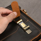 Men's Crazy Horse Leather Crossbody Bag | Vintage Full Grain Cowhide Satchel & Flap Bag