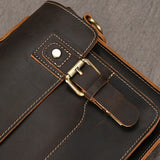 Men's Crazy Horse Leather Crossbody Bag | Vintage Full Grain Cowhide Satchel & Flap Bag