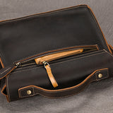 Men's Crazy Horse Leather Crossbody Bag | Vintage Full Grain Cowhide Satchel & Flap Bag