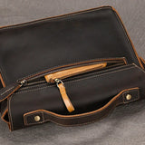 Men's Crazy Horse Leather Crossbody Bag | Vintage Full Grain Cowhide Satchel & Flap Bag