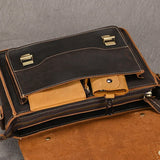 Men's Crazy Horse Leather Crossbody Bag | Vintage Full Grain Cowhide Satchel & Flap Bag