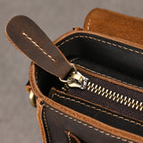 Men's Crazy Horse Leather Crossbody Bag | Vintage Full Grain Cowhide Satchel & Flap Bag