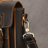 Men's Crazy Horse Leather Crossbody Bag | Vintage Full Grain Cowhide Satchel & Flap Bag