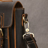Men's Crazy Horse Leather Crossbody Bag | Vintage Full Grain Cowhide Satchel & Flap Bag
