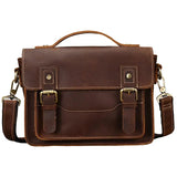 Men's Crazy Horse Leather Crossbody Bag | Vintage Full Grain Cowhide Satchel & Flap Bag