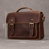 Men's Crazy Horse Leather Crossbody Bag | Vintage Full Grain Cowhide Satchel & Flap Bag