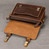 Men's Crazy Horse Leather Crossbody Bag | Vintage Full Grain Cowhide Satchel & Flap Bag