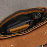 Men's Crazy Horse Leather Crossbody Bag | Vintage Full Grain Cowhide Satchel & Flap Bag