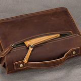 Men's Crazy Horse Leather Crossbody Bag | Vintage Full Grain Cowhide Satchel & Flap Bag