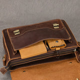 Men's Crazy Horse Leather Crossbody Bag | Vintage Full Grain Cowhide Satchel & Flap Bag