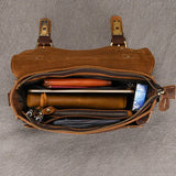 Men's Crazy Horse Leather Crossbody Bag | Vintage Full Grain Cowhide Satchel & Flap Bag