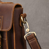 Men's Crazy Horse Leather Crossbody Bag | Vintage Full Grain Cowhide Satchel & Flap Bag