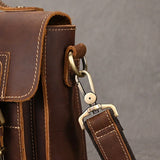 Men's Crazy Horse Leather Crossbody Bag | Vintage Full Grain Cowhide Satchel & Flap Bag
