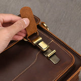 Men's Crazy Horse Leather Crossbody Bag | Vintage Full Grain Cowhide Satchel & Flap Bag