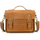 Men's Crazy Horse Leather Crossbody Bag | Vintage Full Grain Cowhide Satchel & Flap Bag
