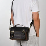 Men's Crazy Horse Leather Crossbody Bag | Vintage Full Grain Cowhide Satchel & Flap Bag