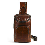 Men's Crazy Horse Leather Vintage Sling Bag — Handmade 3-Way Carry Chest / Shoulder / Backpack