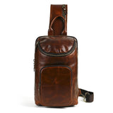 Men's Crazy Horse Leather Vintage Sling Bag — Handmade 3-Way Carry Chest / Shoulder / Backpack