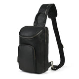 Men's Crazy Horse Leather Vintage Sling Bag — Handmade 3-Way Carry Chest / Shoulder / Backpack