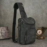 Men's Crazy Horse Leather Vintage Sling Bag — Handmade 3-Way Carry Chest / Shoulder / Backpack