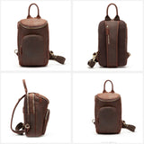 Men's Crazy Horse Leather Vintage Sling Bag — Handmade 3-Way Carry Chest / Shoulder / Backpack
