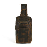 Men's Crazy Horse Leather Vintage Sling Bag — Handmade 3-Way Carry Chest / Shoulder / Backpack