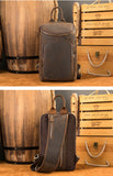 Men's Crazy Horse Leather Vintage Sling Bag — Handmade 3-Way Carry Chest / Shoulder / Backpack