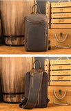 Men's Crazy Horse Leather Vintage Sling Bag — Handmade 3-Way Carry Chest / Shoulder / Backpack