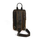 Men's Crazy Horse Leather Vintage Sling Bag — Handmade 3-Way Carry Chest / Shoulder / Backpack