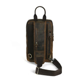 Men's Crazy Horse Leather Vintage Sling Bag — Handmade 3-Way Carry Chest / Shoulder / Backpack
