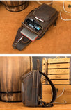 Men's Crazy Horse Leather Vintage Sling Bag — Handmade 3-Way Carry Chest / Shoulder / Backpack