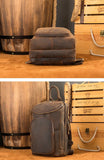 Men's Crazy Horse Leather Vintage Sling Bag — Handmade 3-Way Carry Chest / Shoulder / Backpack