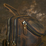 Men's Crazy Horse Leather Vintage Sling Bag — Handmade 3-Way Carry Chest / Shoulder / Backpack