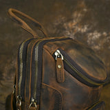 Men's Crazy Horse Leather Vintage Sling Bag — Handmade 3-Way Carry Chest / Shoulder / Backpack