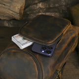 Men's Crazy Horse Leather Vintage Sling Bag — Handmade 3-Way Carry Chest / Shoulder / Backpack