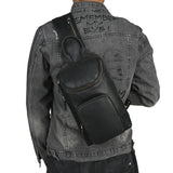 Men's Crazy Horse Leather Vintage Sling Bag — Handmade 3-Way Carry Chest / Shoulder / Backpack