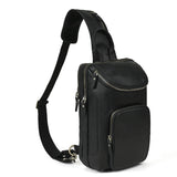 Men's Crazy Horse Leather Vintage Sling Bag — Handmade 3-Way Carry Chest / Shoulder / Backpack
