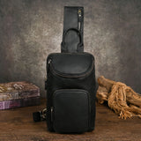 Men's Crazy Horse Leather Vintage Sling Bag — Handmade 3-Way Carry Chest / Shoulder / Backpack