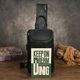 Men's Crazy Horse Leather Vintage Sling Bag — Handmade 3-Way Carry Chest / Shoulder / Backpack