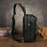 Men's Crazy Horse Leather Vintage Sling Bag — Handmade 3-Way Carry Chest / Shoulder / Backpack