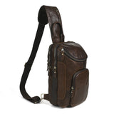 Men's Crazy Horse Leather Vintage Sling Bag — Handmade 3-Way Carry Chest / Shoulder / Backpack