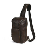 Men's Crazy Horse Leather Vintage Sling Bag — Handmade 3-Way Carry Chest / Shoulder / Backpack