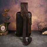 Men's Crazy Horse Leather Vintage Sling Bag — Handmade 3-Way Carry Chest / Shoulder / Backpack