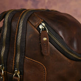 Men's Crazy Horse Leather Vintage Sling Bag — Handmade 3-Way Carry Chest / Shoulder / Backpack