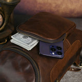 Men's Crazy Horse Leather Vintage Sling Bag — Handmade 3-Way Carry Chest / Shoulder / Backpack