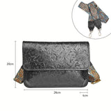 Men's Full Grain Leather Crossbody Bag, Handcrafted Embossed Floral Messenger Bag, Antique Leather Brown Purse