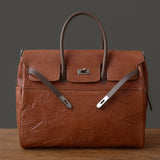 Men's Full Grain Leather Briefcase | Large Business Laptop Bag with Turn-Lock Flap
