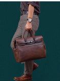 Men's Full Grain Leather Briefcase | Large Business Laptop Bag with Turn-Lock Flap